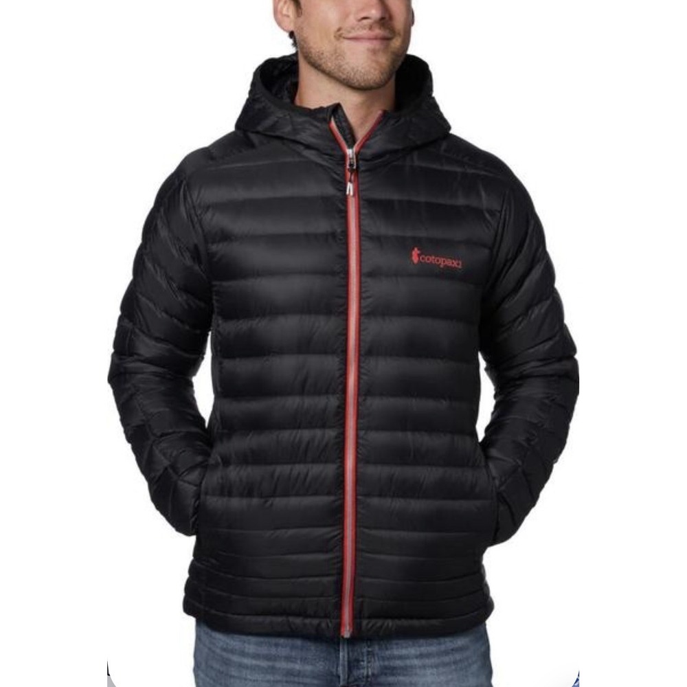 Cotopaxi Fuego Down Puffer Jacket Men M Navy  Red Hooded Winter Hiking Gorpcore